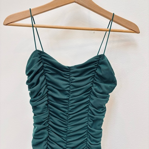 THATSSOFETCH Ballina Mesh Ruched Mini Dress Bodycon Y2K Emerald Green AU 8 US 4 - Picture 8 of 14